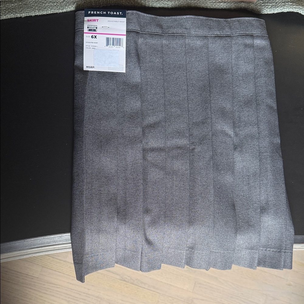 French Toast Charcoal Pleated Kids Skirt